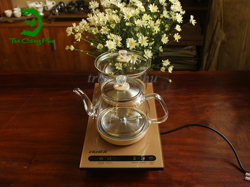 COMBO bộ ấm chén hoa sứ - bàn trà điện BTT01